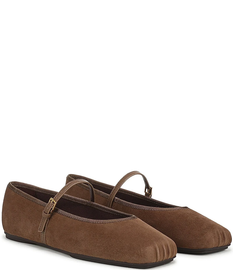 Franco Sarto Oriel Suede Square Toe Mary Jane Ballerina Flats