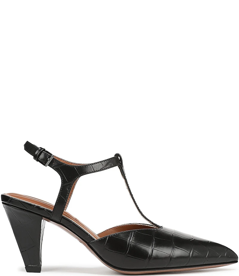 Franco Sarto Ovett Croco Embossed Leather T-Strap Pumps