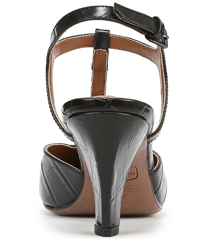 Franco Sarto Ovett Croco Embossed Leather T-Strap Pumps