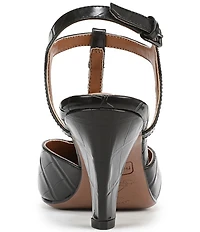 Franco Sarto Ovett Croco Embossed Leather T-Strap Pumps