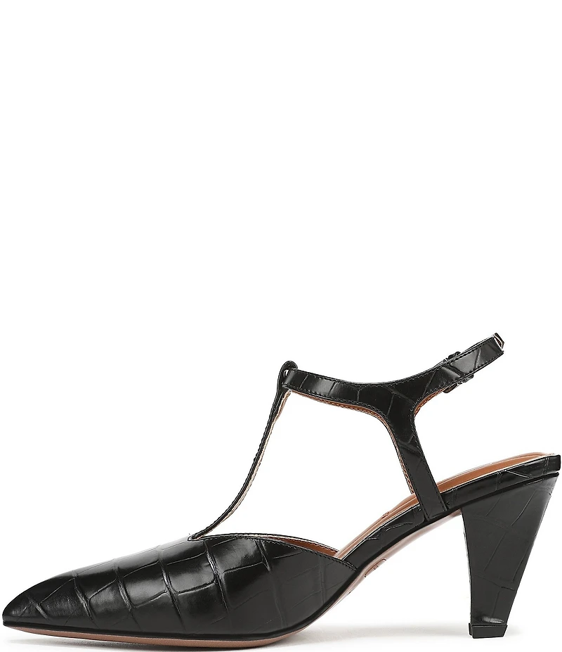 Franco Sarto Ovett Croco Embossed Leather T-Strap Pumps