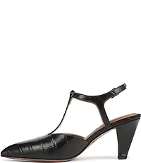 Franco Sarto Ovett Croco Embossed Leather T-Strap Pumps
