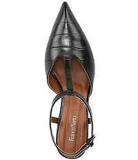 Franco Sarto Ovett Croco Embossed Leather T-Strap Pumps