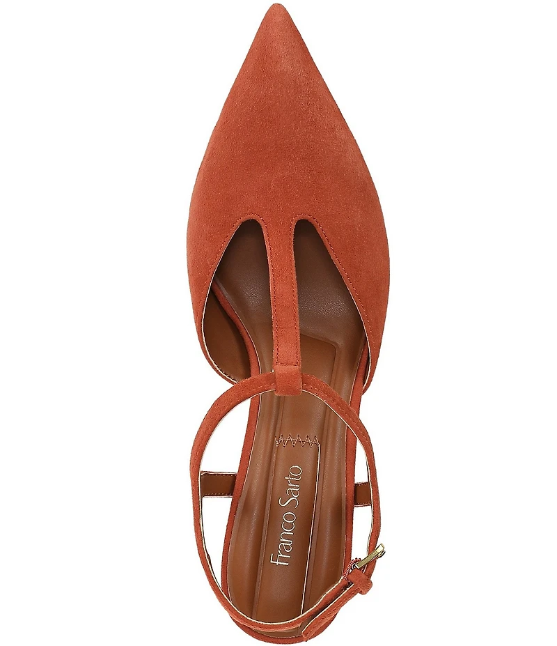 Franco Sarto Ovett Suede T-Strap Pumps