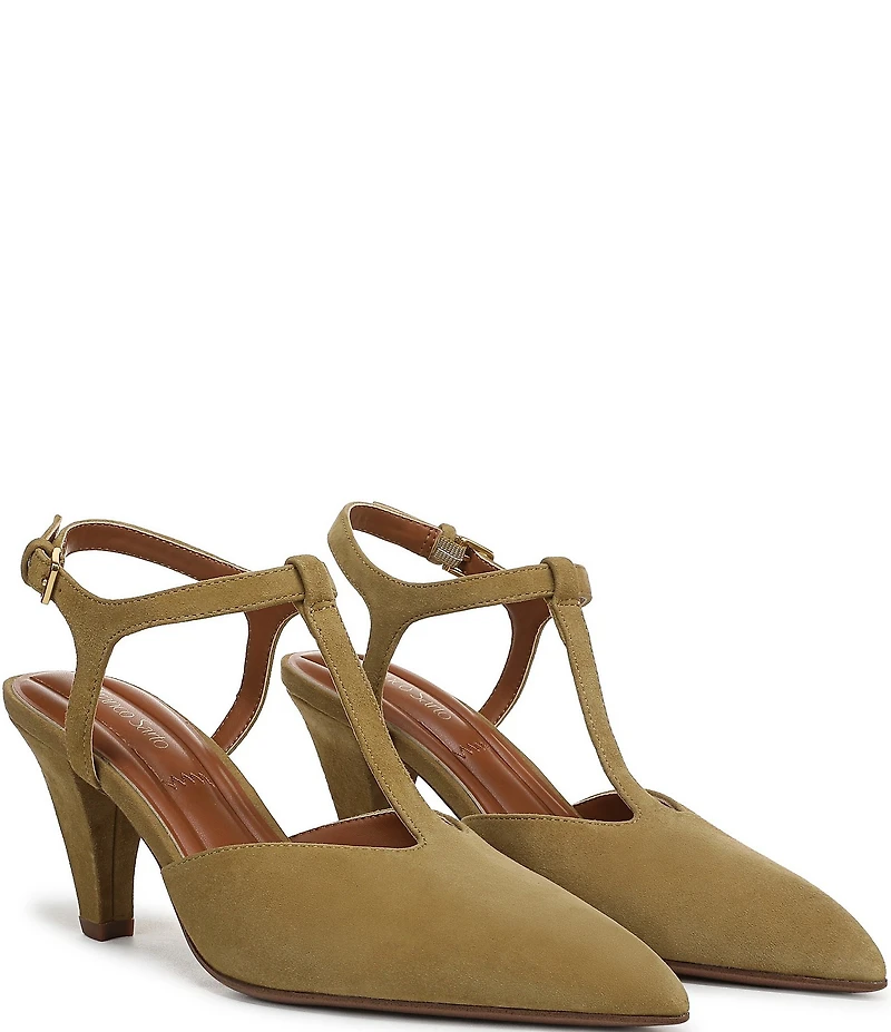 Franco Sarto Ovett Suede T-Strap Pumps