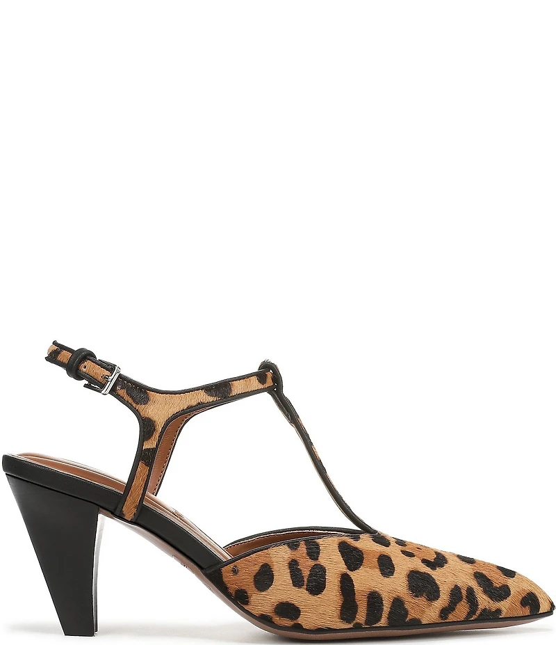 Franco Sarto Ovett2 Leopard Print Calf Hair T-Strap Pumps