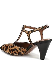 Franco Sarto Ovett2 Leopard Print Calf Hair T-Strap Pumps