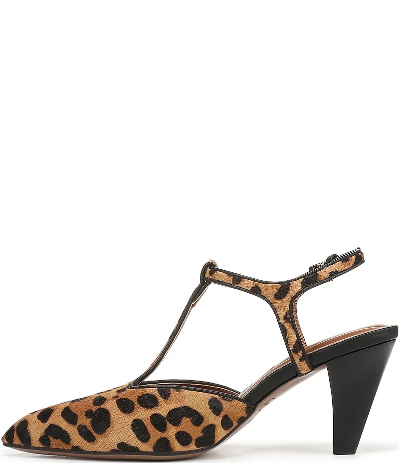 Franco Sarto Ovett2 Leopard Print Calf Hair T-Strap Pumps