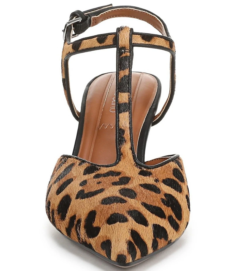 Franco Sarto Ovett2 Leopard Print Calf Hair T-Strap Pumps