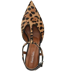 Franco Sarto Ovett2 Leopard Print Calf Hair T-Strap Pumps