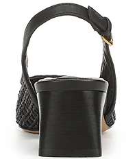 Franco Sarto Racer 9 Raffia Cap Toe Block Heel Sling Pumps