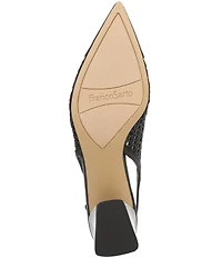 Franco Sarto Racer 9 Raffia Cap Toe Block Heel Sling Pumps