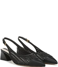 Franco Sarto Racer 9 Raffia Cap Toe Block Heel Sling Pumps