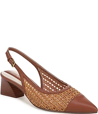Franco Sarto Racer 9 Raffia Cap Toe Block Heel Sling Pumps