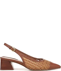 Franco Sarto Racer 9 Raffia Cap Toe Block Heel Sling Pumps