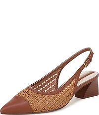Franco Sarto Racer 9 Raffia Cap Toe Block Heel Sling Pumps