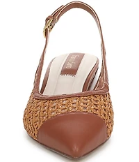 Franco Sarto Racer 9 Raffia Cap Toe Block Heel Sling Pumps