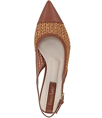 Franco Sarto Racer 9 Raffia Cap Toe Block Heel Sling Pumps