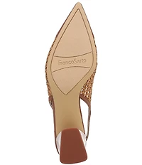 Franco Sarto Racer 9 Raffia Cap Toe Block Heel Sling Pumps