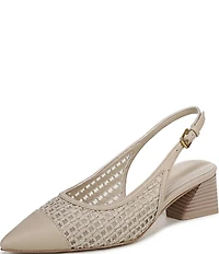 Franco Sarto Racer 9 Raffia Cap Toe Block Heel Sling Pumps