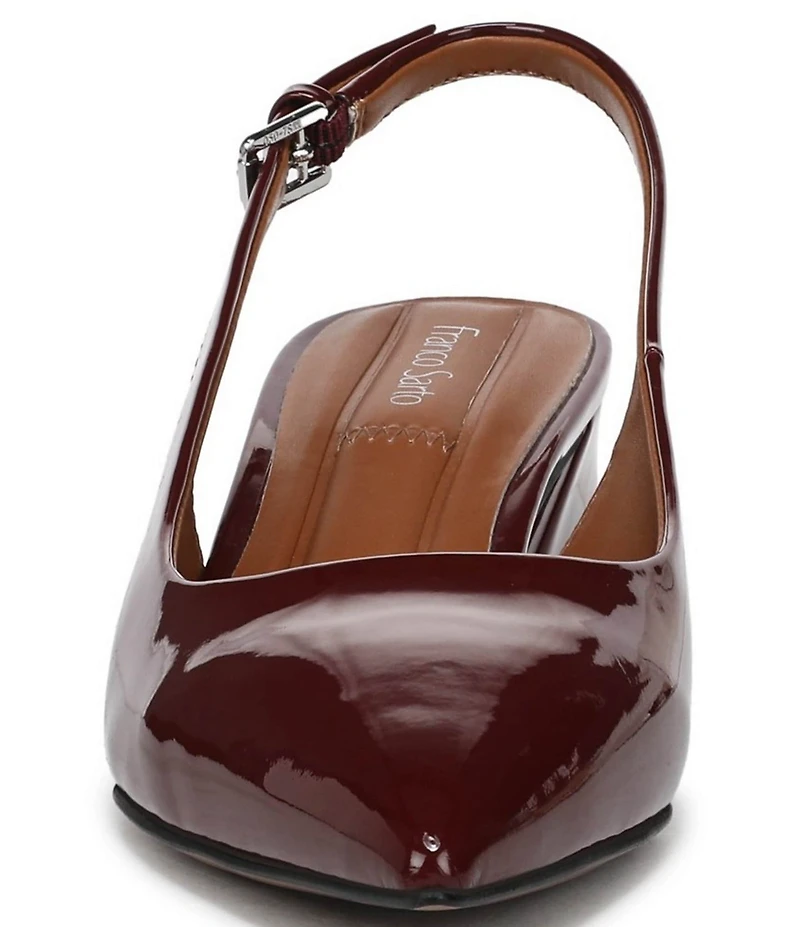 Franco Sarto Racer Patent Slingback Block Heel Pumps