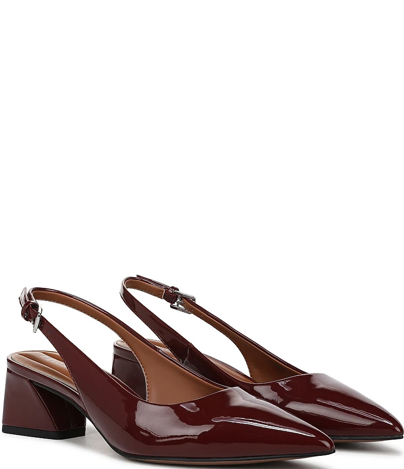 Franco Sarto Racer Patent Slingback Block Heel Pumps