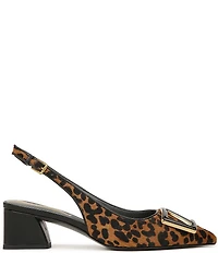 Franco Sarto Racer5 Leopard Print Calf Hair Buckle Ornament Slingback Pumps