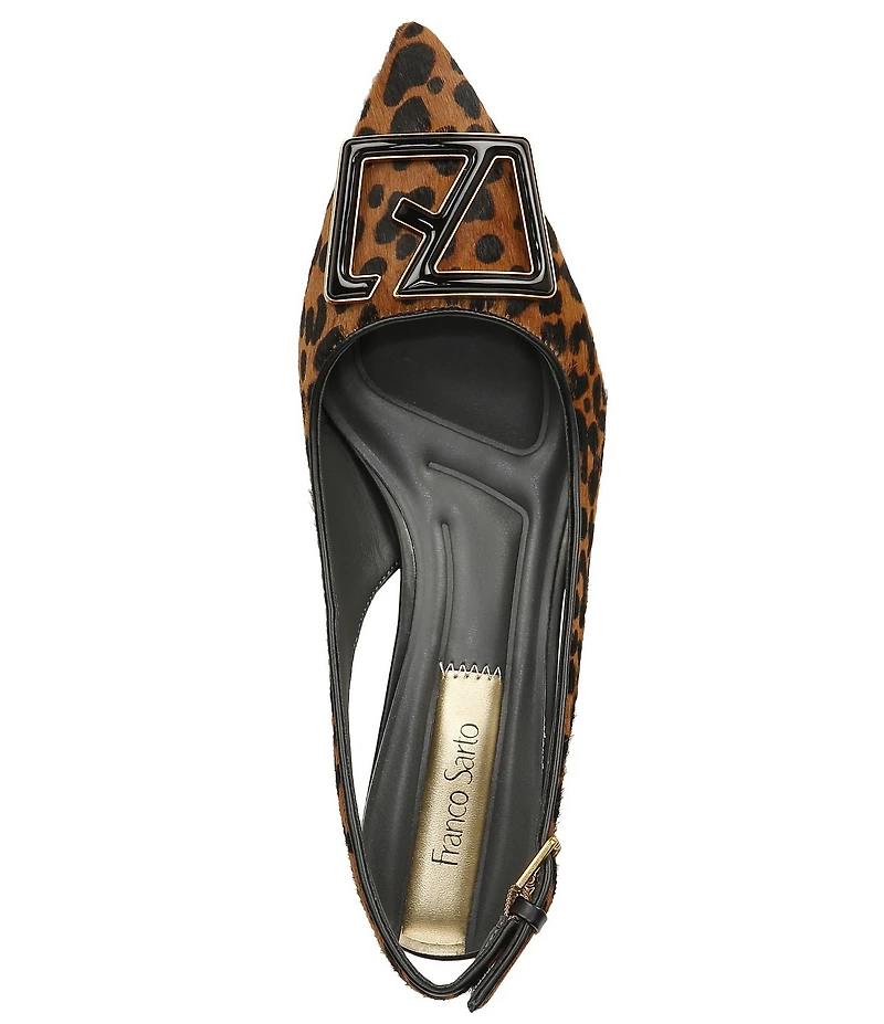 Franco Sarto Racer5 Leopard Print Calf Hair Buckle Ornament Slingback Pumps