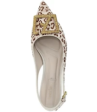 Franco Sarto Racer 5 Leopard Print Calf Hair Ornamented Slingback Block Heel Pumps