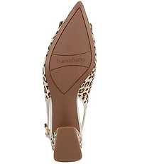 Franco Sarto Racer 5 Leopard Print Calf Hair Ornamented Slingback Block Heel Pumps