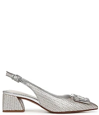 Franco Sarto Racer 5 Woven Metallic Ornament Slingback Block Heel Pumps