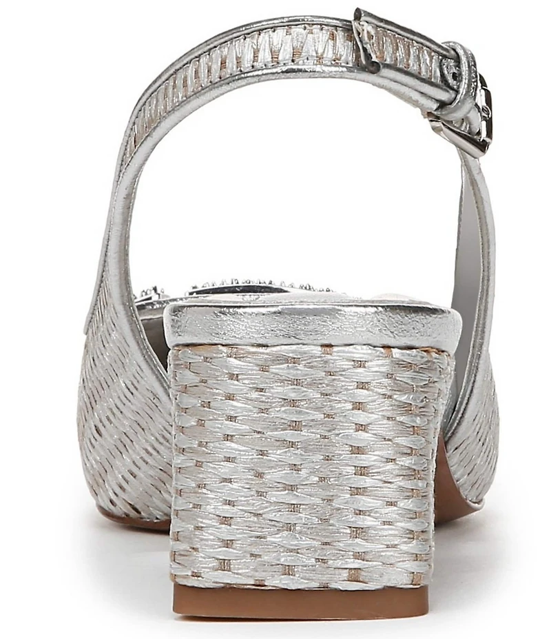 Franco Sarto Racer 5 Woven Metallic Ornament Slingback Block Heel Pumps