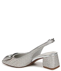 Franco Sarto Racer 5 Woven Metallic Ornament Slingback Block Heel Pumps
