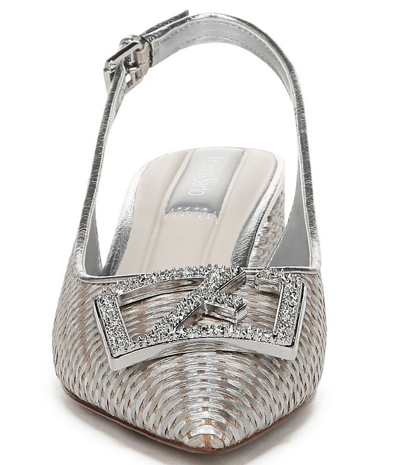Franco Sarto Racer 5 Woven Metallic Ornament Slingback Block Heel Pumps