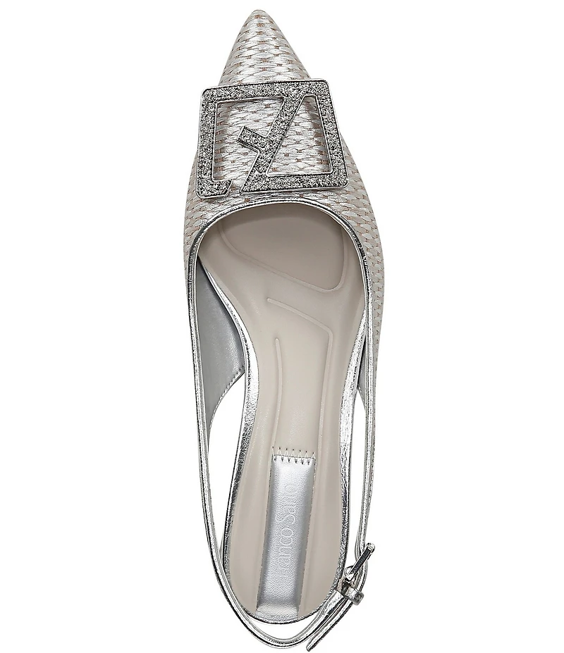 Franco Sarto Racer 5 Woven Metallic Ornament Slingback Block Heel Pumps