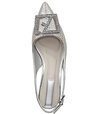 Franco Sarto Racer 5 Woven Metallic Ornament Slingback Block Heel Pumps