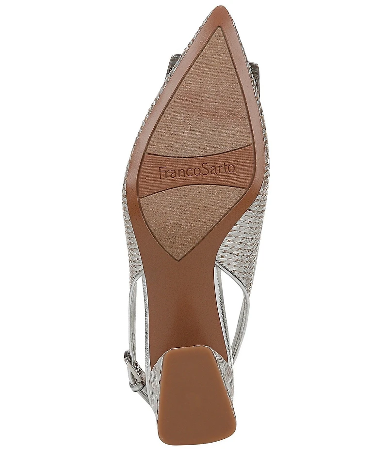 Franco Sarto Racer 5 Woven Metallic Ornament Slingback Block Heel Pumps