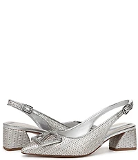 Franco Sarto Racer 5 Woven Metallic Ornament Slingback Block Heel Pumps