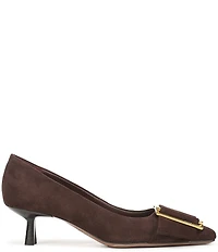 Franco Sarto Rainey Suede Buckle Strap Snip Toe Kitten Heel Pumps