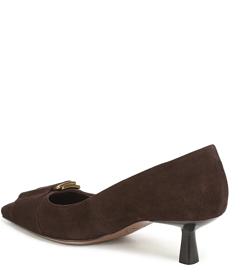 Franco Sarto Rainey Suede Buckle Strap Snip Toe Kitten Heel Pumps