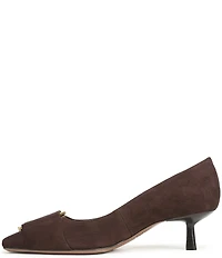 Franco Sarto Rainey Suede Buckle Strap Snip Toe Kitten Heel Pumps