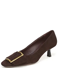 Franco Sarto Rainey Suede Buckle Strap Snip Toe Kitten Heel Pumps