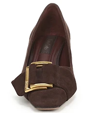 Franco Sarto Rainey Suede Buckle Strap Snip Toe Kitten Heel Pumps