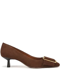 Franco Sarto Rainey Suede Buckle Strap Snip Toe Kitten Heel Pumps