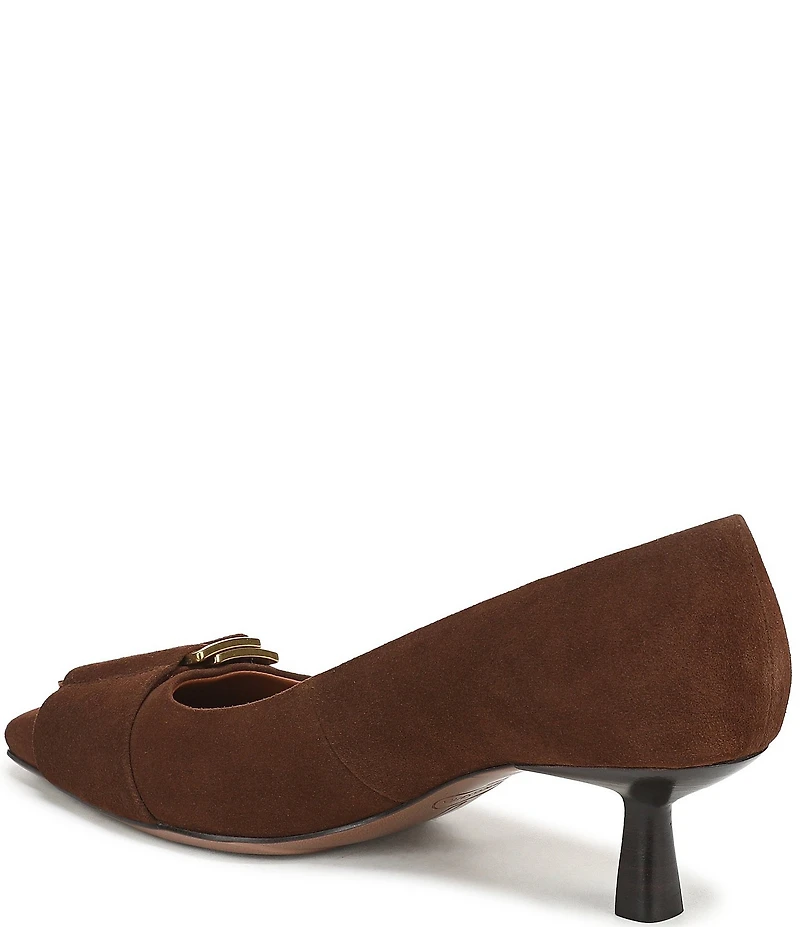 Franco Sarto Rainey Suede Buckle Strap Snip Toe Kitten Heel Pumps