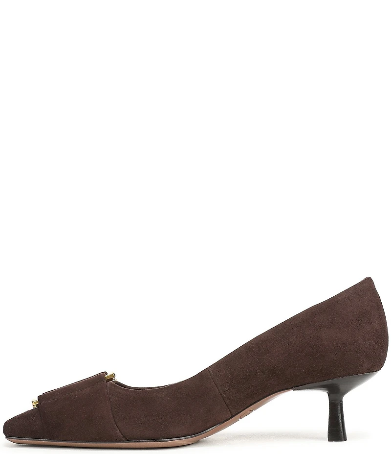 Franco Sarto Rainey Suede Buckle Strap Snip Toe Kitten Heel Pumps