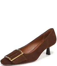 Franco Sarto Rainey Suede Buckle Strap Snip Toe Kitten Heel Pumps