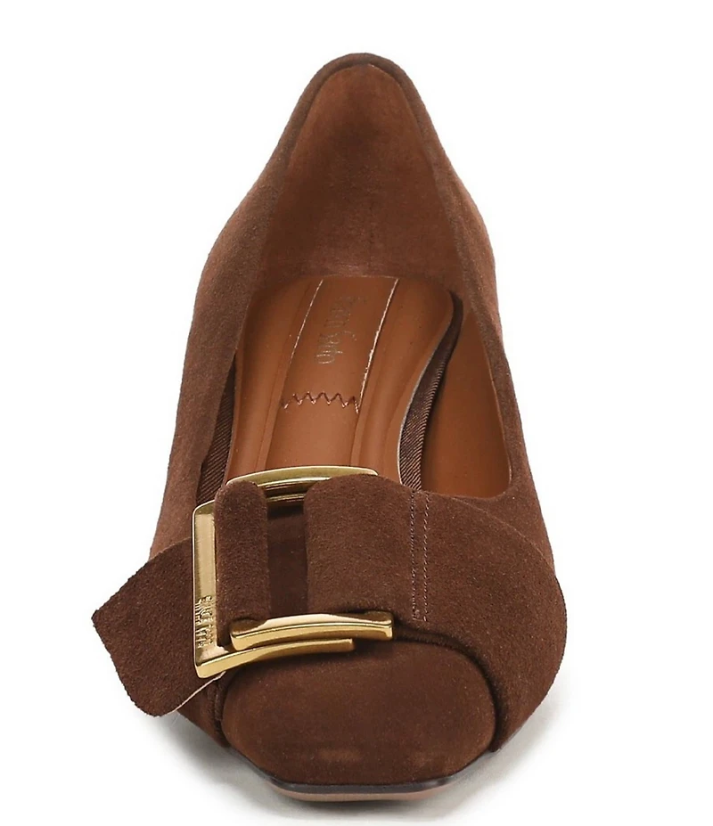 Franco Sarto Rainey Suede Buckle Strap Snip Toe Kitten Heel Pumps