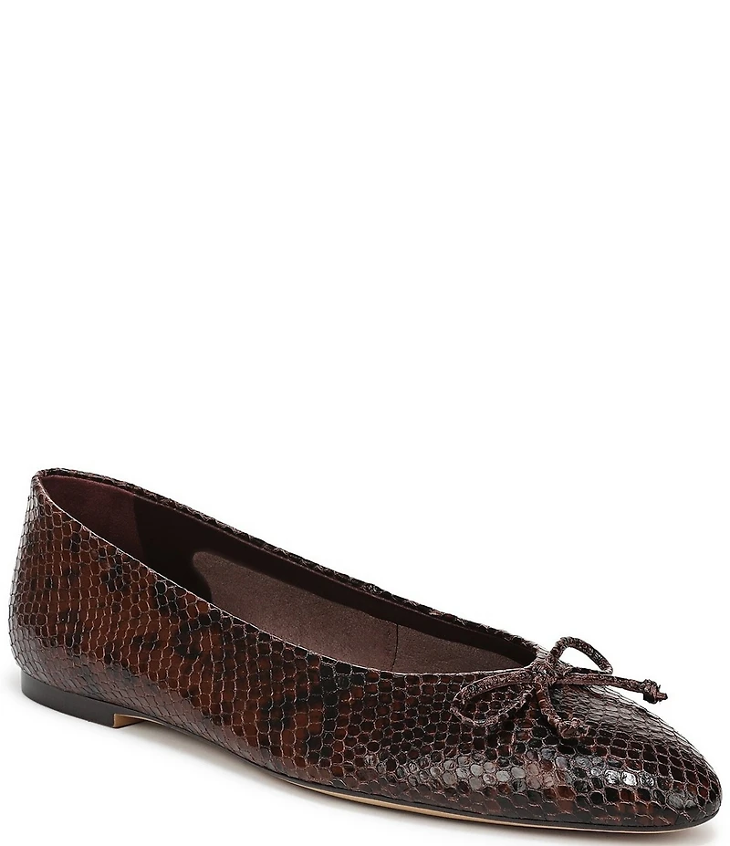 Franco Sarto Rosalee Snake Print Leather Ballet Bow Flats