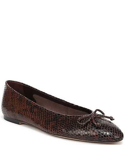 Franco Sarto Rosalee Snake Print Leather Ballet Bow Flats